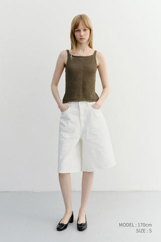 CROCHET BUSTIER KNIT TOP NEUTRAL KHAKI