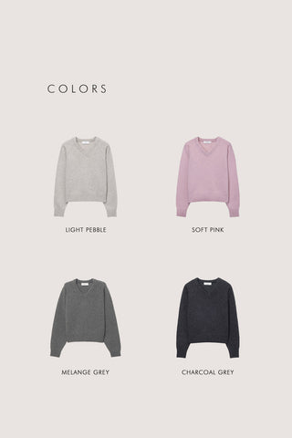 UNISEX SOFT VOLUME V-NECK SWEATER CHARCOAL GREY