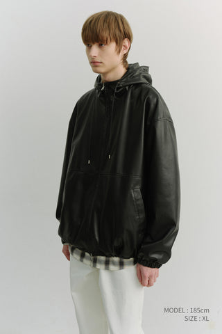UNISEX ALTER-LEATHER WINDBREAKER BLACK
