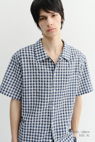 UNISEX CHECKED PAJAMA SHIRT NAVY CHECK