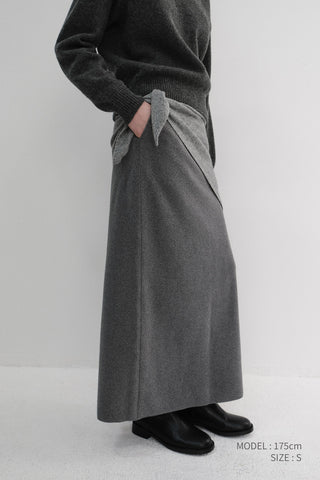 FLEECE MAXI SKIRT CHARCOAL GREY
