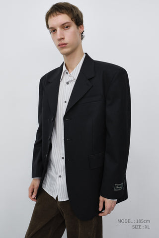 UNISEX REFINED MASCULINE WOOL BLAZER BLACK