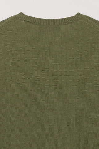 UNISEX CASHMERE V-NECK SWEATER OLIVE GREEN