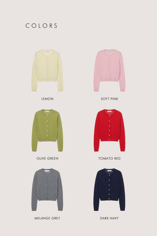 ESSENTIAL CREWNECK KNIT CARDIGAN MELANGE GREY