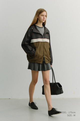 UNISEX BLOCKED WINDBREAKER CHARCOAL GREY