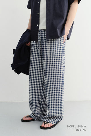 UNISEX CHECKED PAJAMA SLACKS NAVY CHECK