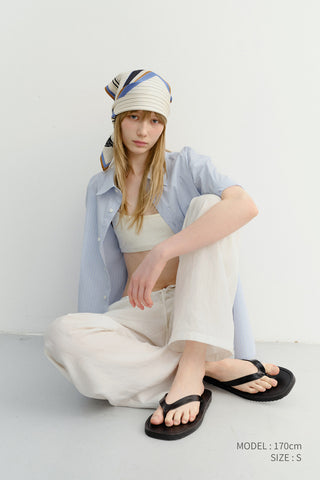 UNISEX OVERSIZED HALF SLEEVE STRIPED SHIRT SOFT BLUE STRIPE