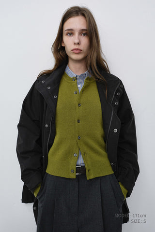 UNISEX CREWNECK KNIT CARDIGAN OLIVE GREEN