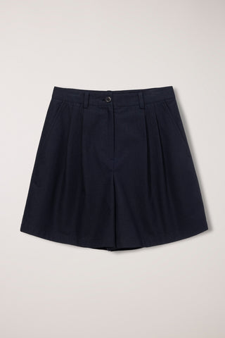 DOUBLE PLEATED BERMUDA SHORTS NAVY