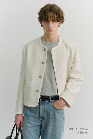 UNISEX CLASSIC BOUCLE TWEED JACKET CREAM