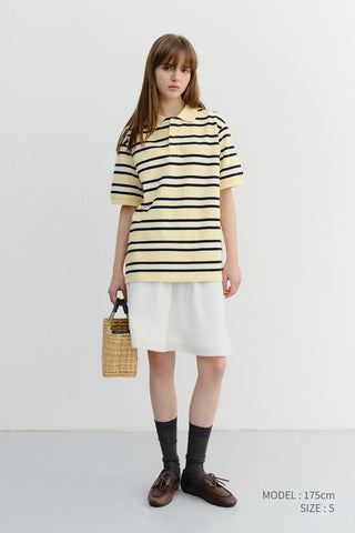 UNISEX STRIPED POLO SHIRT LEMON
