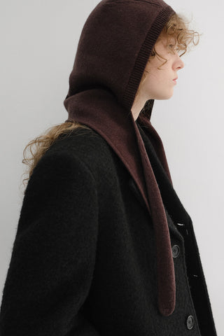 UNISEX 2-WAY 3 BUTTON BOUCLE WOOL COAT BLACK