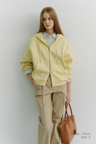 UNISEX GARMENT DYED ZIP-UP HOODIE VANILLA BUTTER