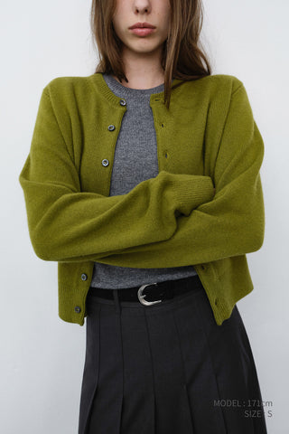 UNISEX CREWNECK KNIT CARDIGAN OLIVE GREEN