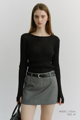 2-WAY SHIRRING KNIT TOP BLACK