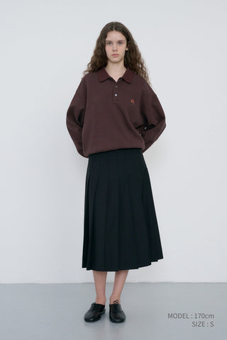 PLEATS LONG SKIRT BLACK