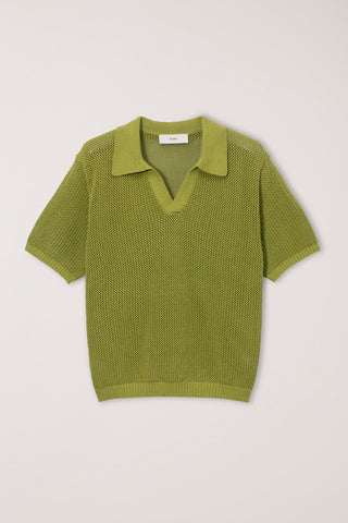 UNISEX CHUNKY POLO KNIT OLIVE