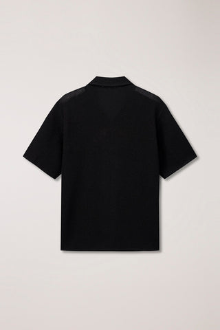 OPEN COLLARED CROCHET SHIRT BLACK