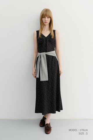 SLEEVELESS PATTERNED DRESS BLACK