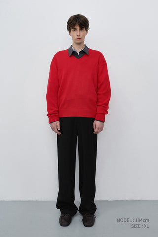 UNISEX CASHMERE V-NECK SWEATER RED