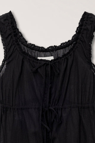 SHIRRING SLEEVELESS BLOUSE BLACK