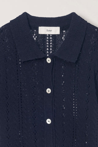 COLLARED HALF SLEEVE CARDIGAN NAVY
