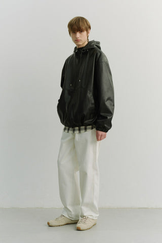 UNISEX ALTER-LEATHER WINDBREAKER BLACK