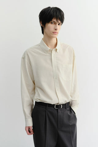 UNISEX CLASSIC STRIPED BD OVERSHIRT BEIGE