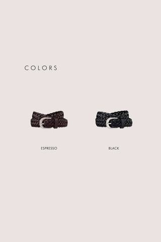 D-BUCKLE TWIST LEATHER BELT BLACK