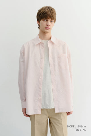 UNISEX SUMMER BREEZE STRIPED OVERSHIRT SOFT PINK