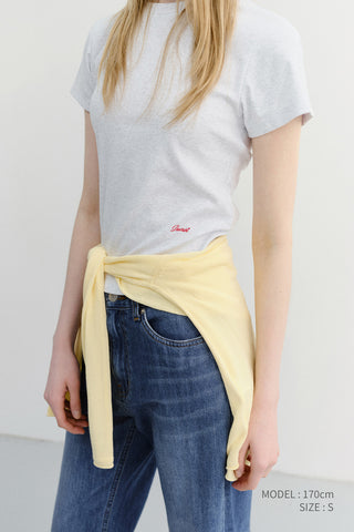 CURVED HEM SLIM TOP LIGHT MELANGE GREY