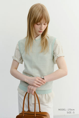 UNISEX SHEER LAYERING KNIT VEST MINT