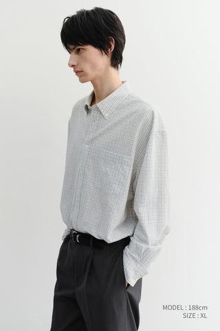 UNISEX SEERSUCKER BD SHIRT IVORY CHECK