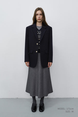UNISEX CLASSIC 2 BUTTON WOOL BLAZER NAVY