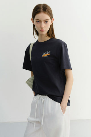 UNISEX SUMMER HOLIDAY SURF BOARD T-SHIRT FRENCH NAVY