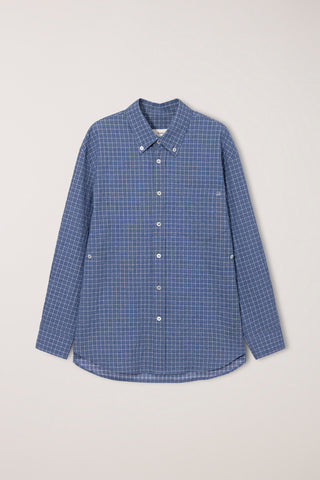 UNISEX SEERSUCKER BD SHIRT BLUE CHECK