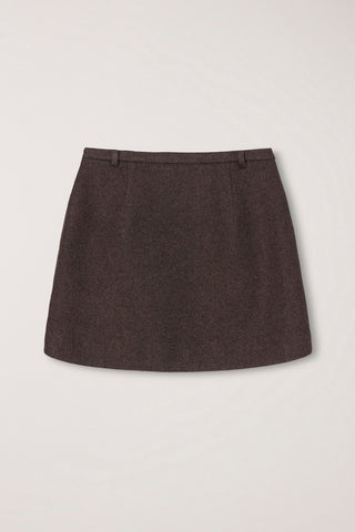 WOOL MINI SKIRT DEEP BROWN