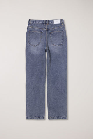 STRAIGHT SLACK JEANS GREYISH LIGHT BLUE