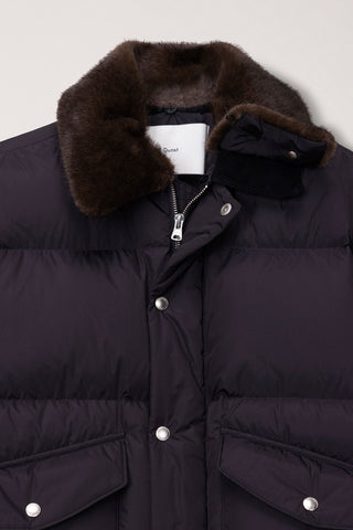 UNISEX COLLARED GOOSE DOWN JACKET DEEP BROWN
