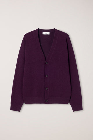 UNISEX V-NECK CARDIGAN PLUM