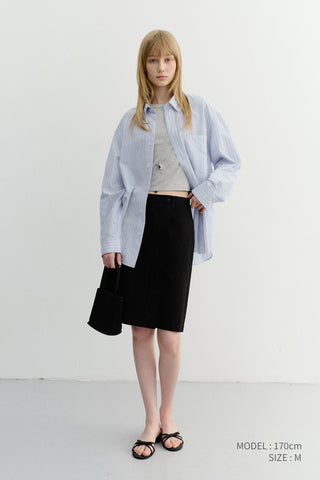 UNISEX CLASSIC STRIPED BD OVERSHIRT BLUE