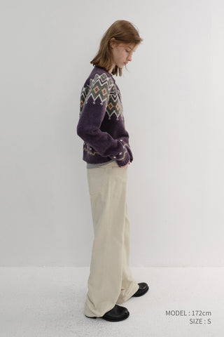 UNISEX CHUNKY PATTERN CARDIGAN PURPLE