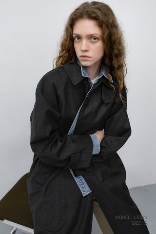 UNISEX H-LINE WOOL MAC COAT BROWN CHECK