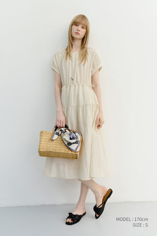 HALF SLEEVE DRESS LIGHT BEIGE