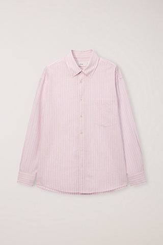 UNISEX CLASSIC STRIPED BD OVERSHIRT SOFT PINK