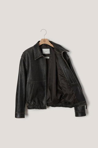 UNISEX DRIZZLER LEATHER JACKET BRUSHED BLACK