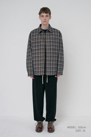 UNISEX QUILTED FLANNEL SHIRT BROWN CHECK