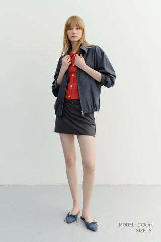 COLLARED HALF SLEEVE CARDIGAN RED