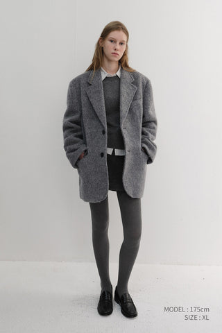 UNISEX ALPACA BLAZER COAT MELANGE GREY