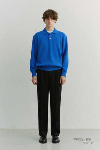 UNISEX CASHMERE COLLARED SWEATER BLUE